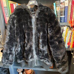 Black Bluez Reversible Faux Fur Puffer Coat – XL